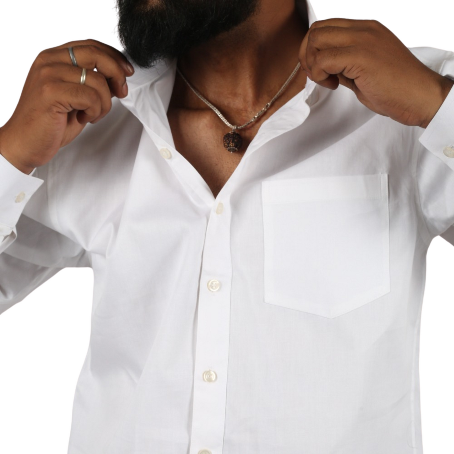 Pure White Cotton Classic Men Shirt