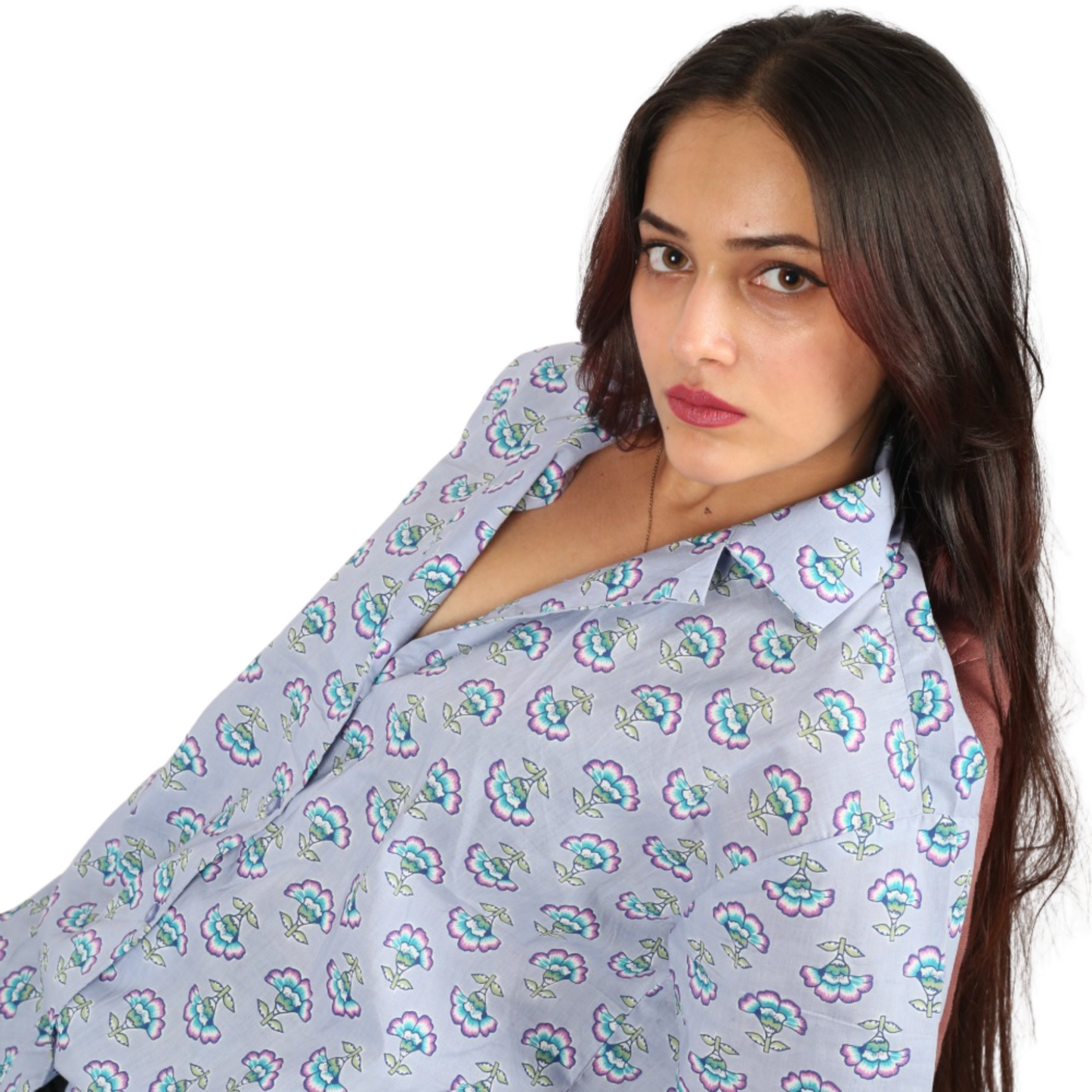 Lavender Flower Print Shirt