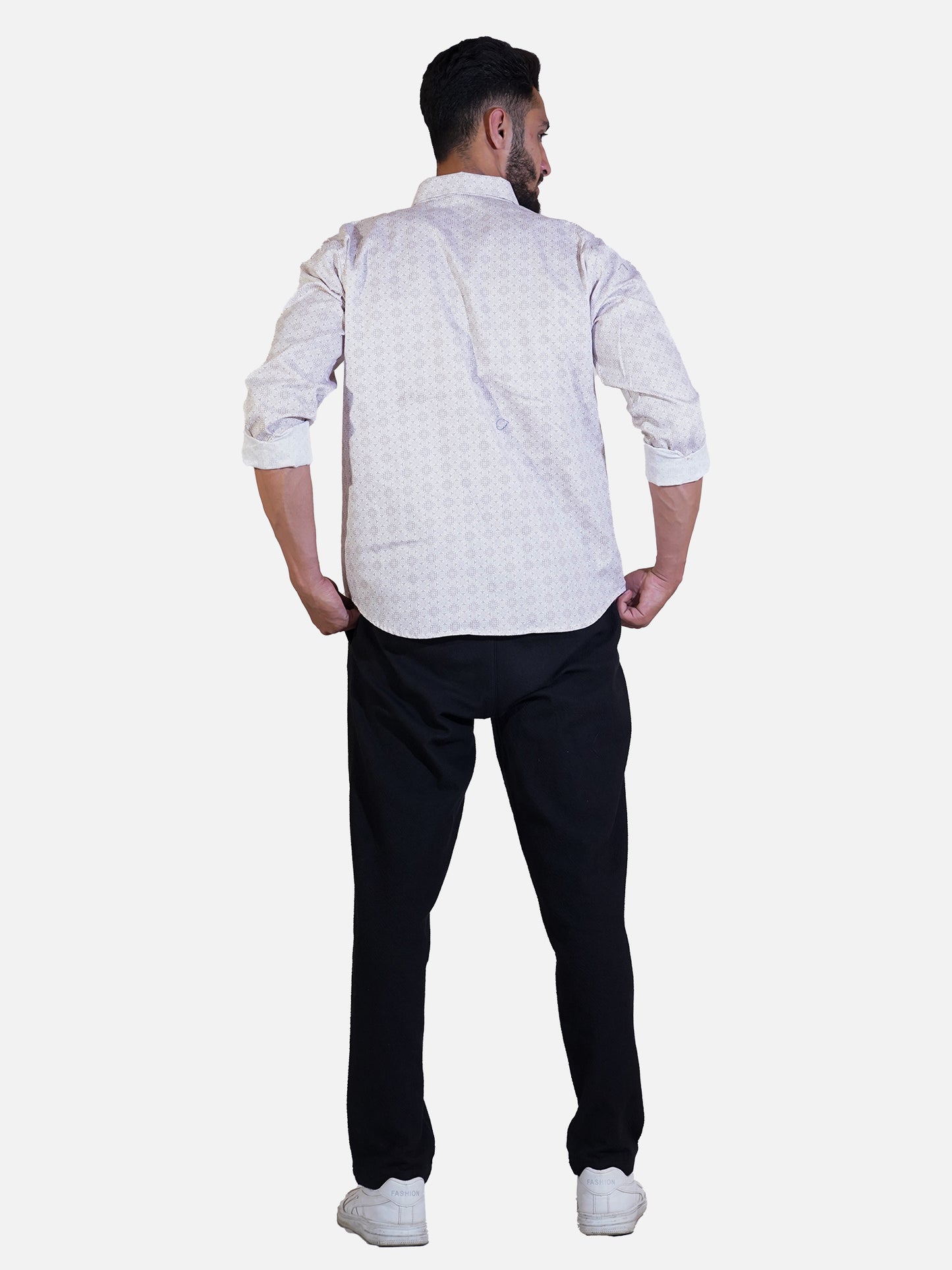 Avian Cream Square Digital Print Cotton Men Shirt