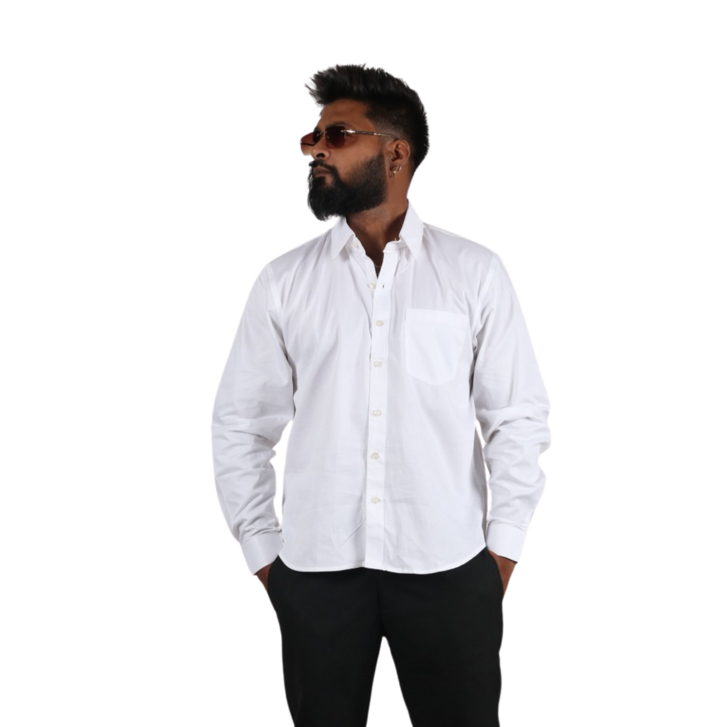 Pure White Cotton Classic Men Shirt