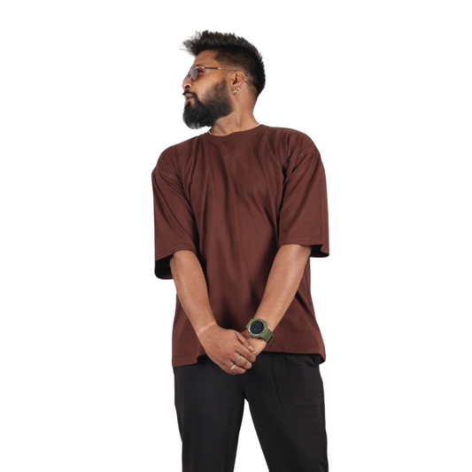 Coffee Bean Drop Shoulder Men T-Shirt
