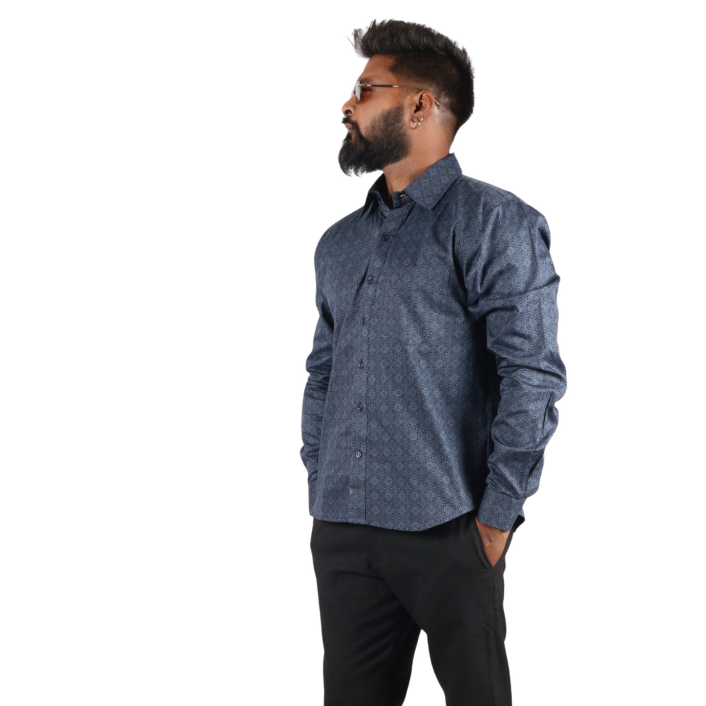 Bluebird Serenade Square Digital Print Cotton Men Shirt