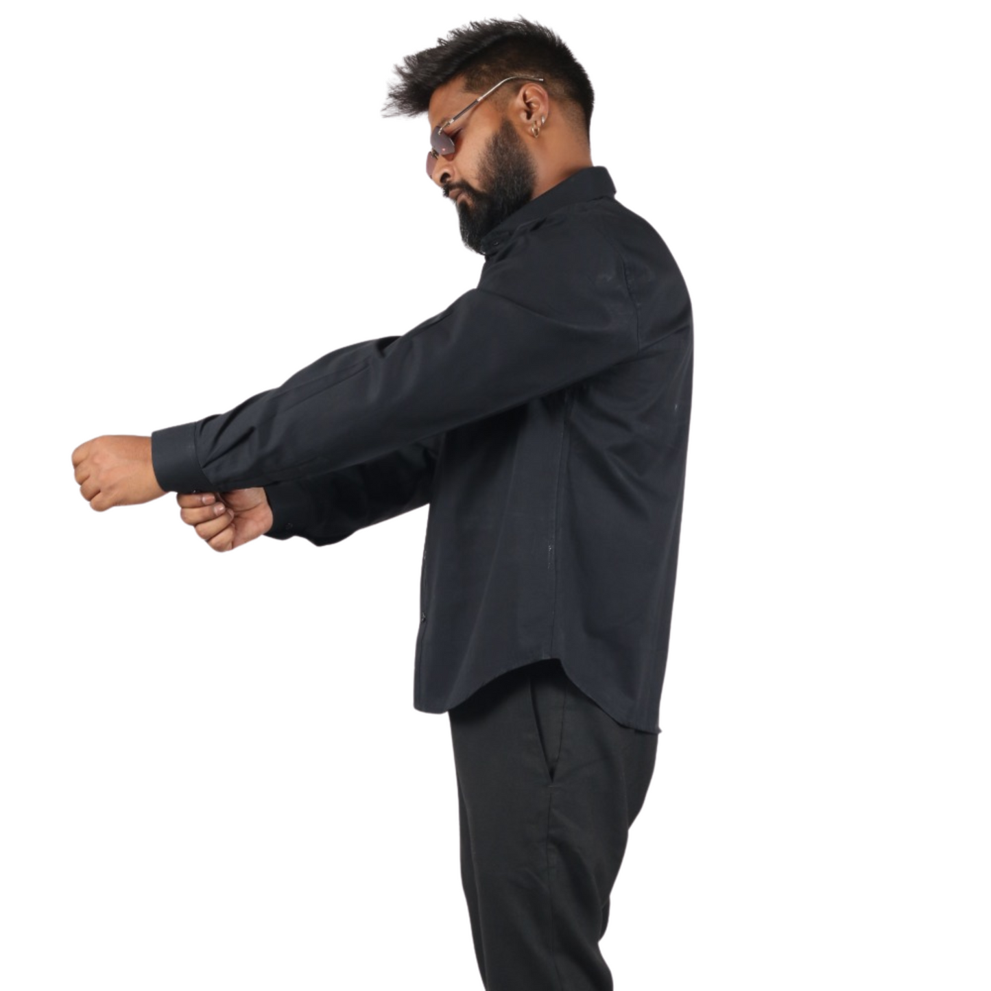 Jet Black Cotton Essential Men Shirt