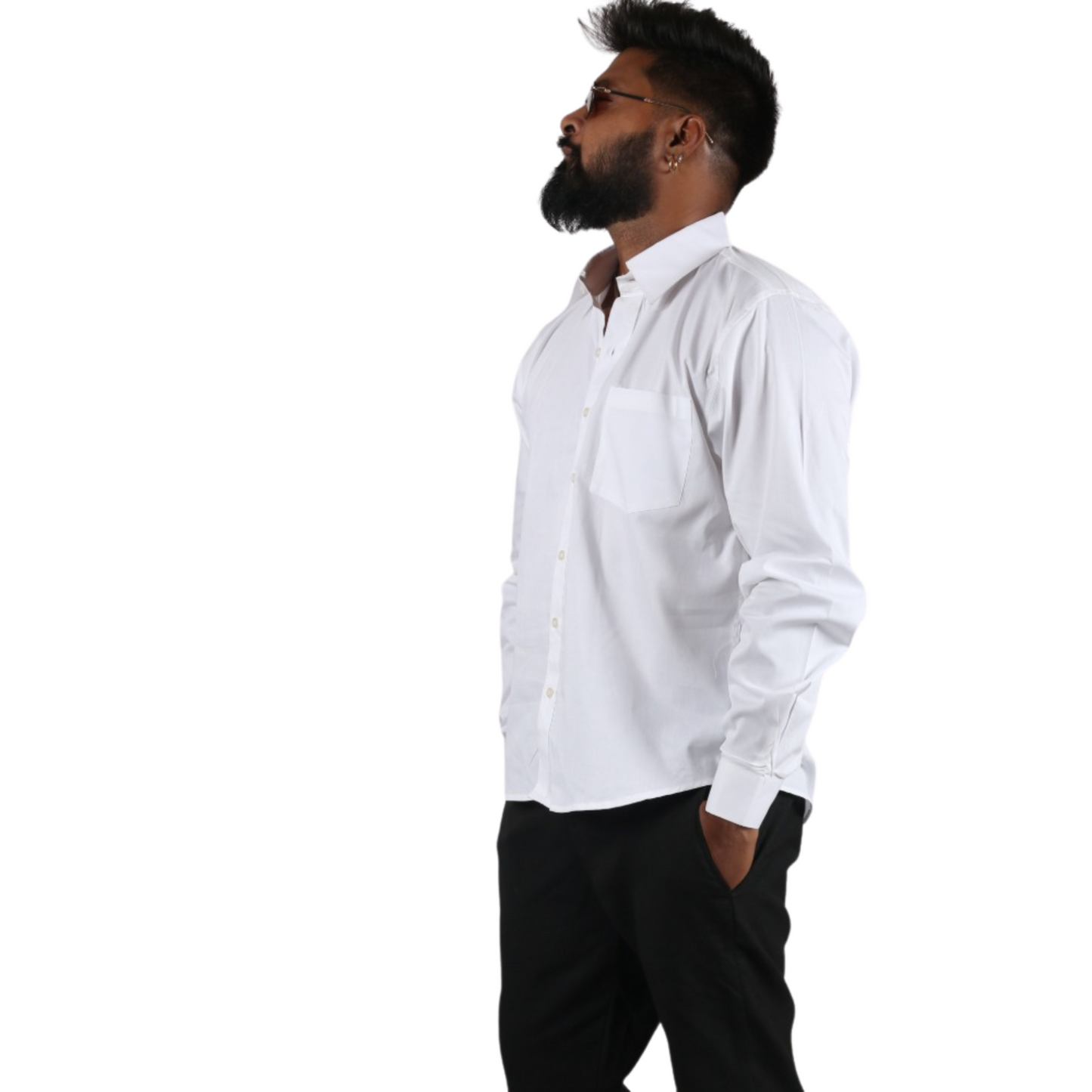 Pure White Cotton Classic Men Shirt