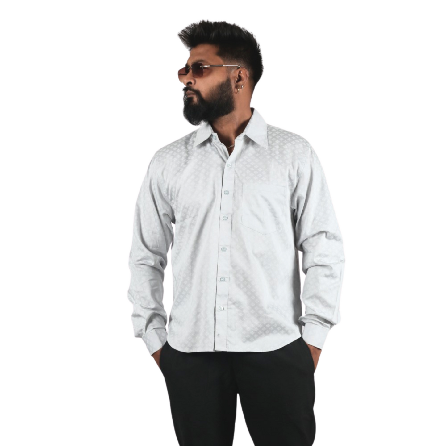 Urban Matrix Grey Digital Print Men Shirt