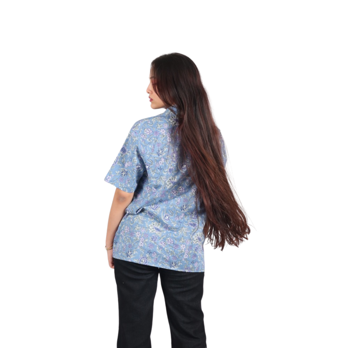 Blue Plant Print Shirt
