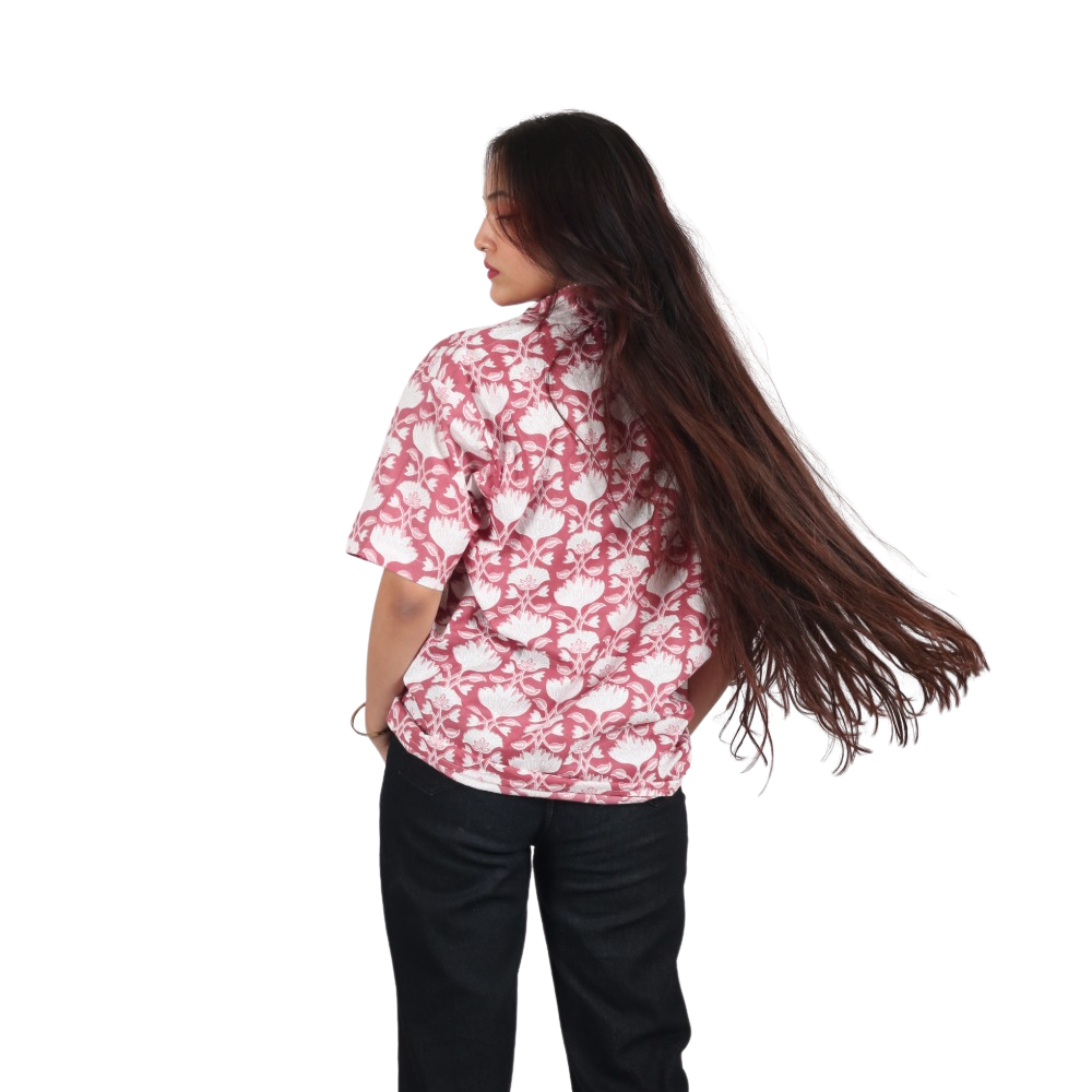 Pink & White Floral Print Shirt