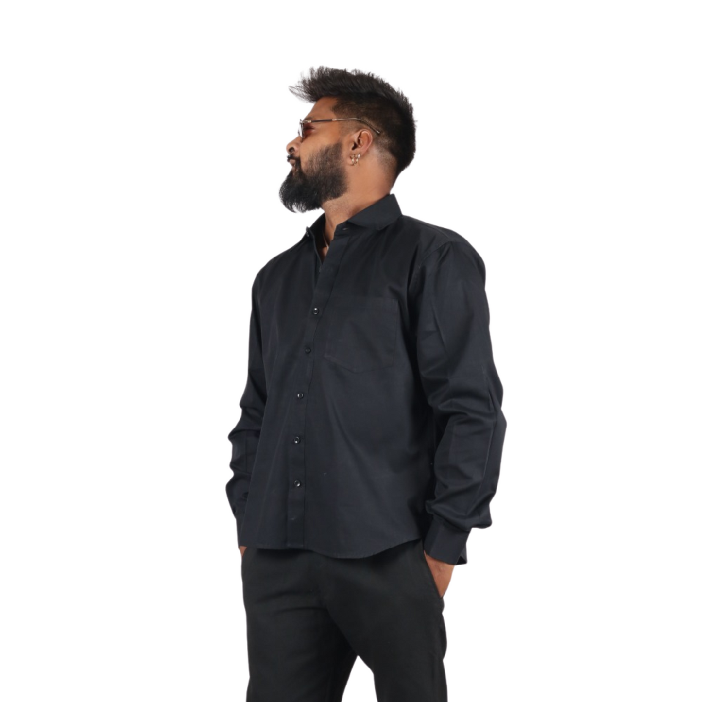 Jet Black Cotton Essential Men Shirt