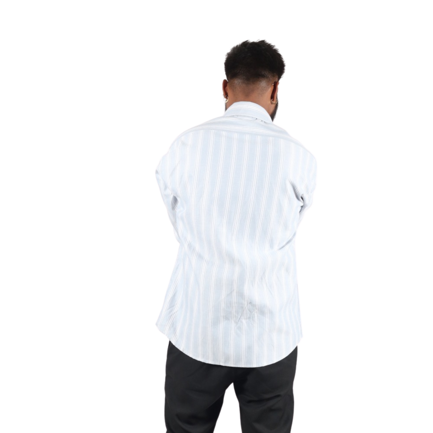 Ash Striped Cotton Men Shirt