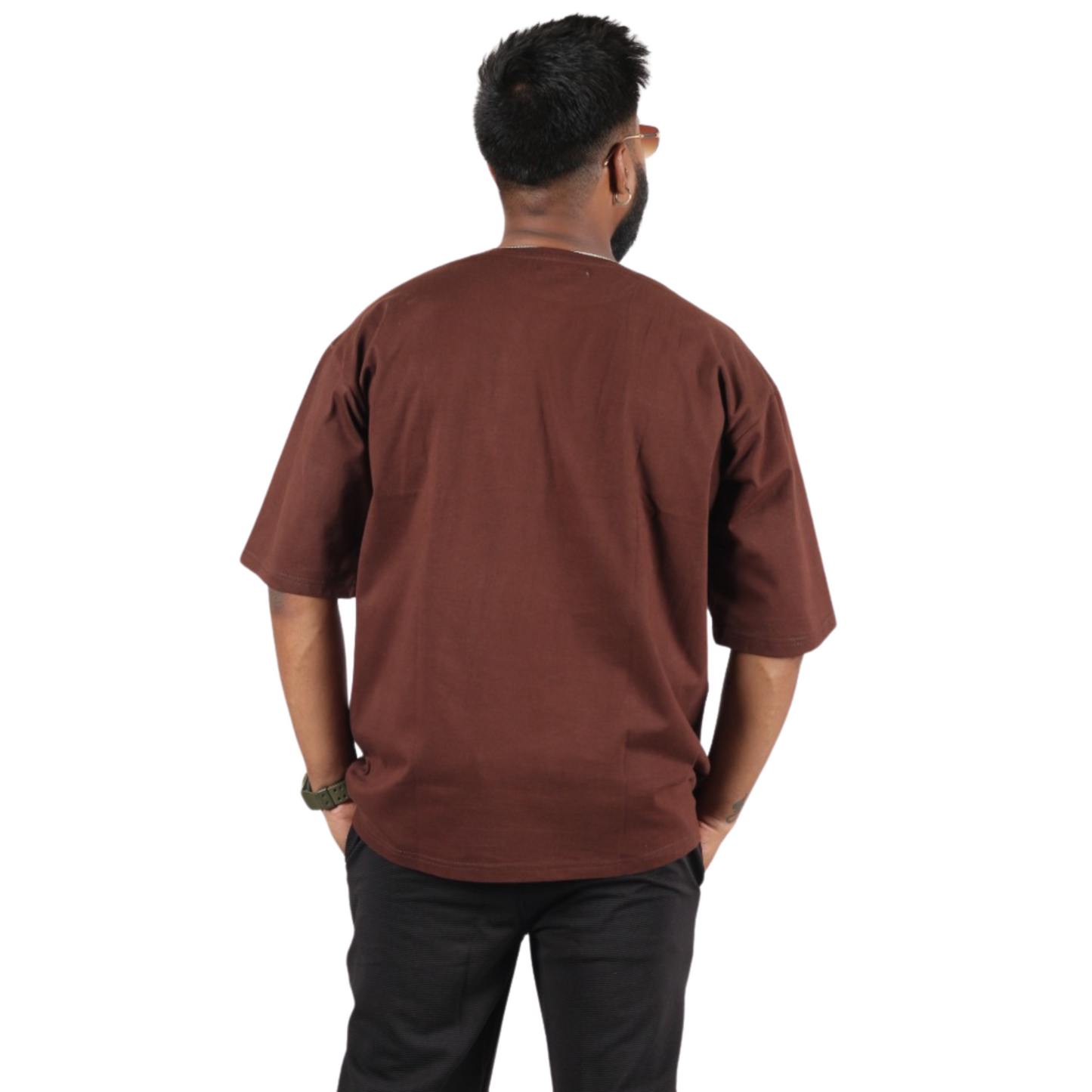 Coffee Bean Drop Shoulder Men T-Shirt