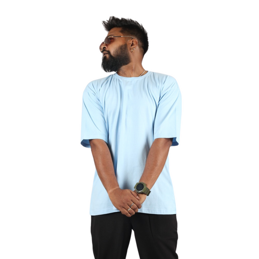 Sky Blue Drop Shoulder Relaxed Men T-Shirt