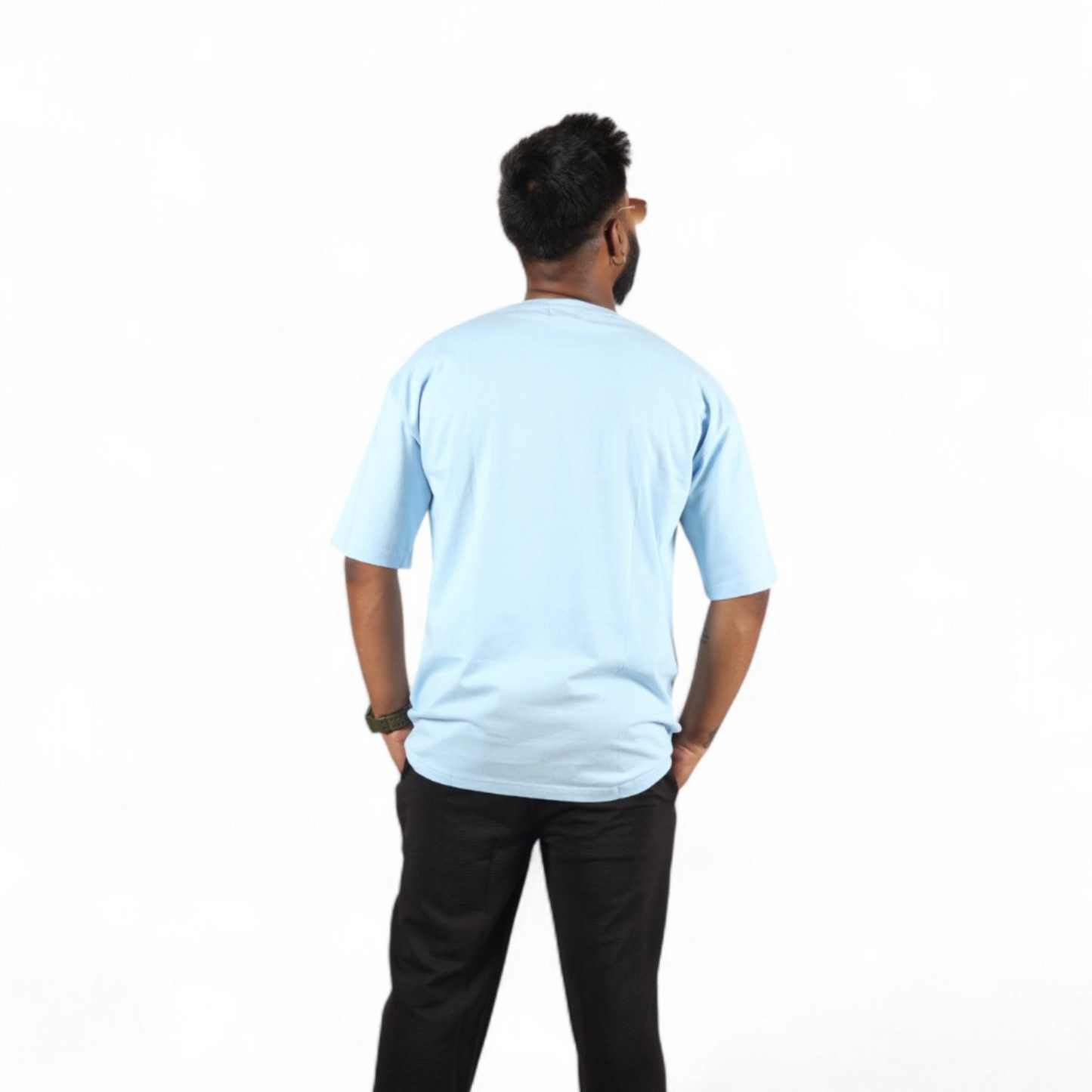 Sky Blue Drop Shoulder Relaxed Men T-Shirt