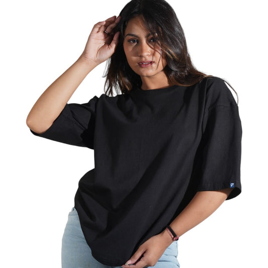Midnight Black Drop Shoulder Women's T-Shirt