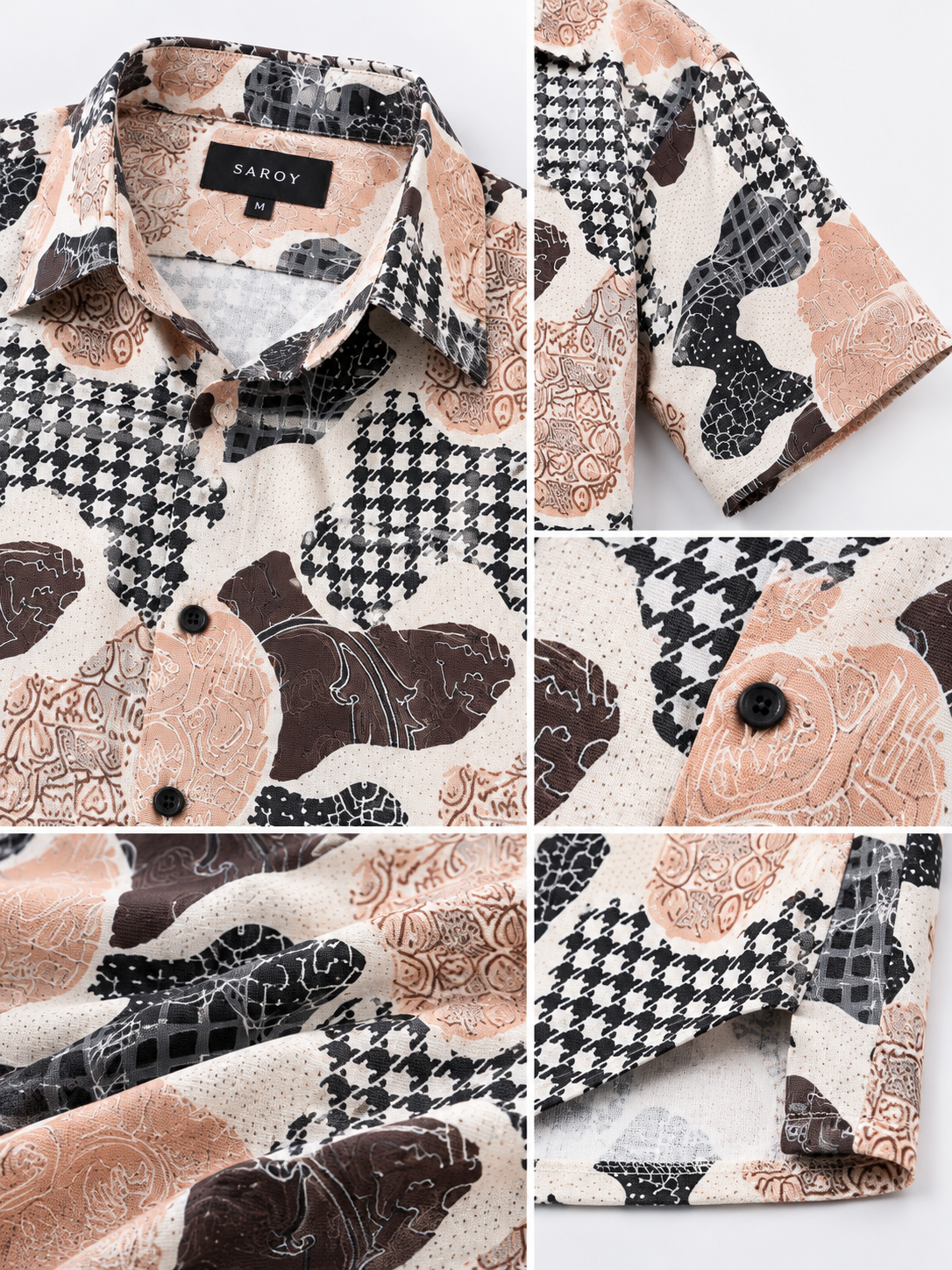 Peach Fusion Abstract Printed Drop Shoulder Men Shirts