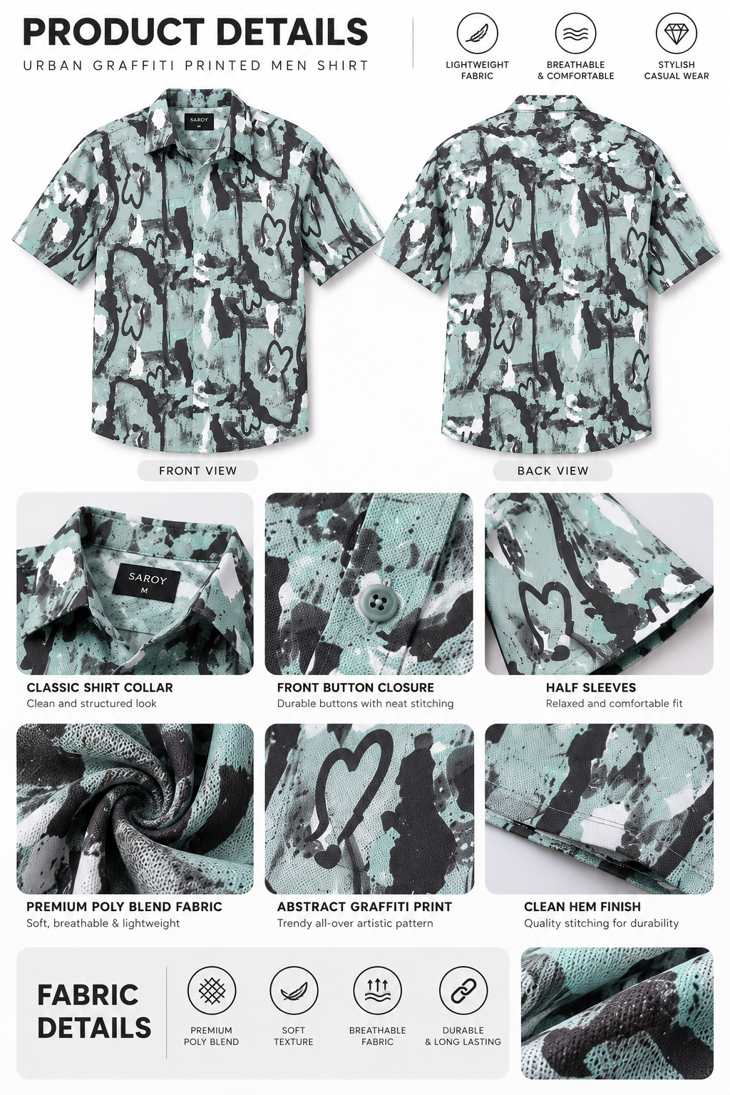 Street Pulse Abstract Printed Drop Shoulder Men Shirts