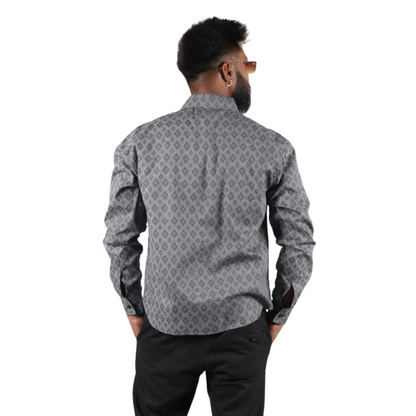 Obsidian Square Digital Print Cotton Men Shirt