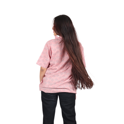 Pink & White Leaf Print Shirt