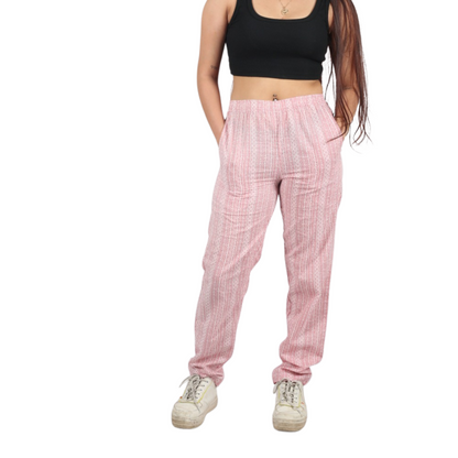 Pink Four-Line Print Pants