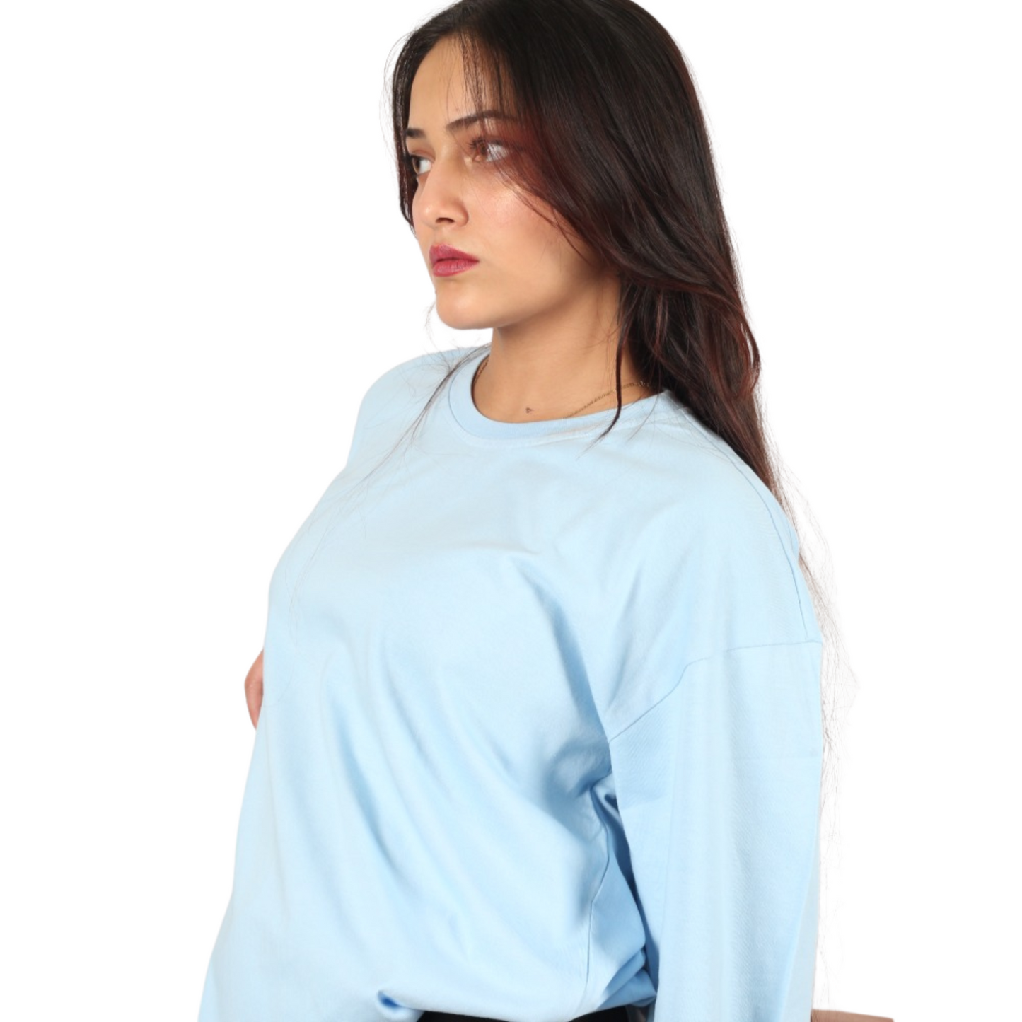 Sky Blue Drop Shoulder Womens T-shirt