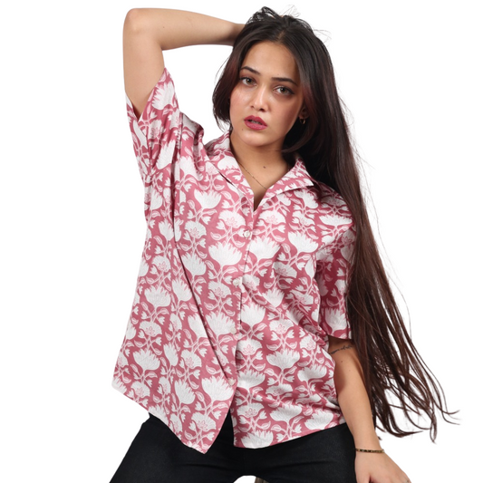 Pink & White Floral Print Shirt