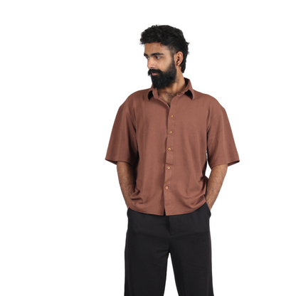 Valmora – Textured Brown Men Shirt
