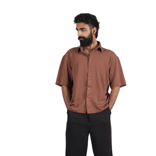 Valmora – Textured Brown Men Shirt
