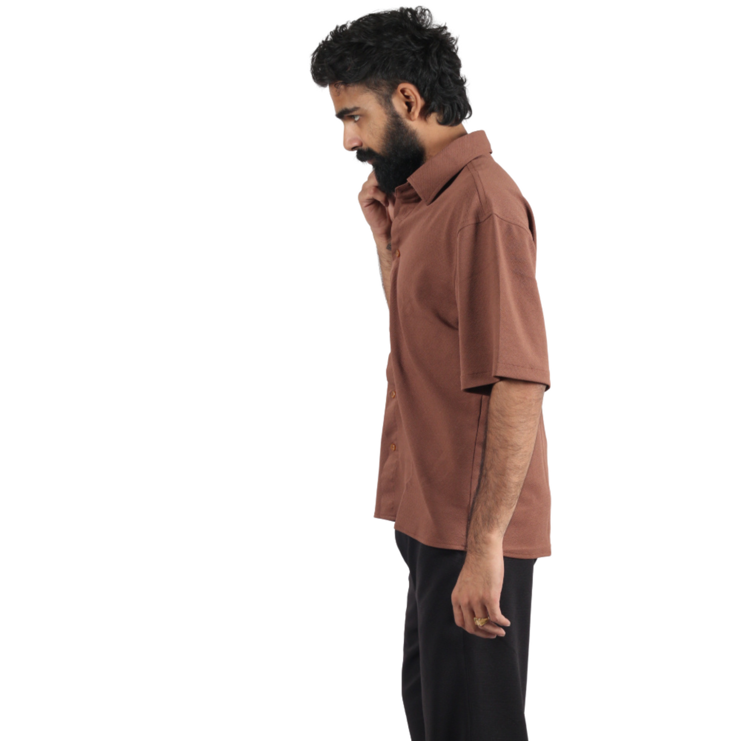 Valmora – Textured Brown Men Shirt