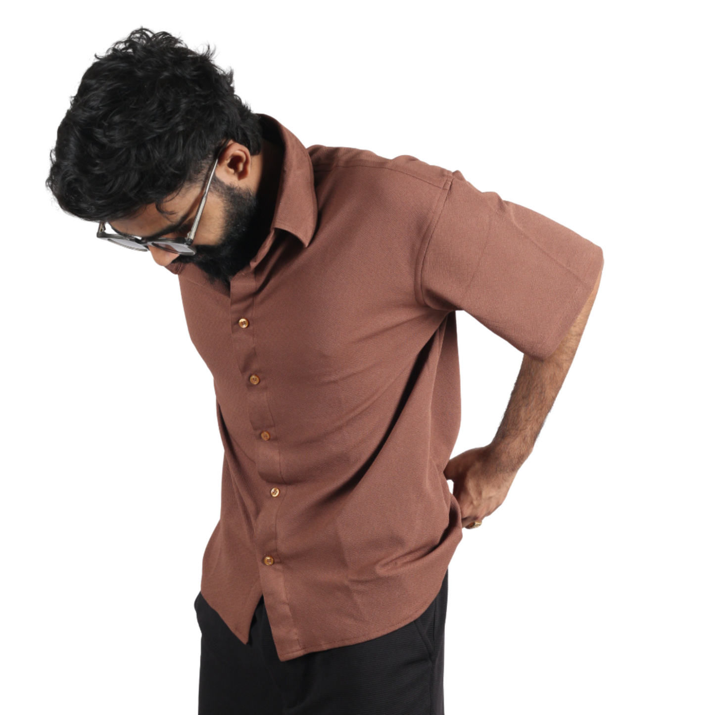Valmora – Textured Brown Men Shirt