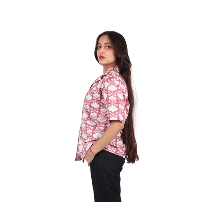 Pink & White Floral Print Shirt