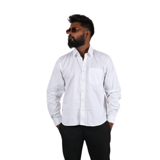 Pure White Cotton Classic Men Shirt