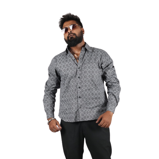 Obsidian Square Digital Print Cotton Men Shirt