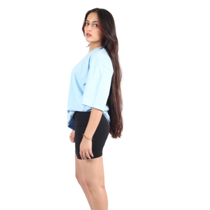 Sky Blue Drop Shoulder Womens T-shirt