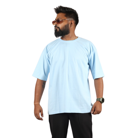 Sky Blue Drop Shoulder Relaxed Men T-Shirt