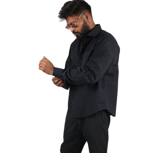 Jet Black Cotton Essential Men Shirt