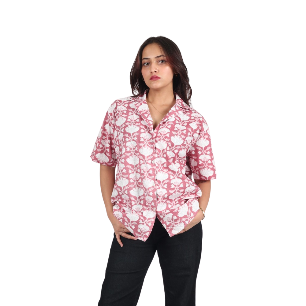 Pink & White Floral Print Shirt