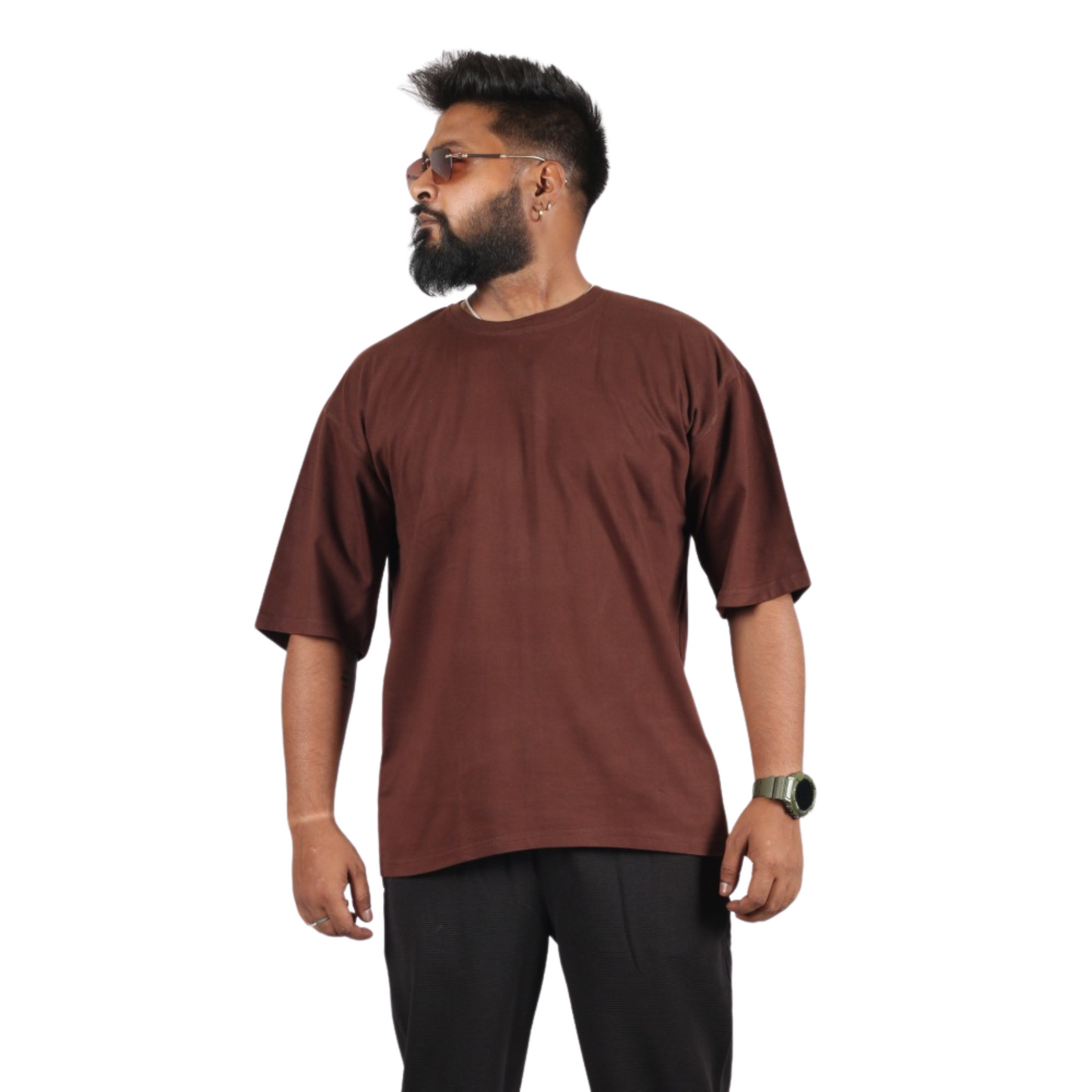 Coffee Bean Drop Shoulder Men T-Shirt