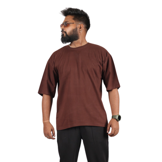 Coffee Bean Drop Shoulder Men T-Shirt