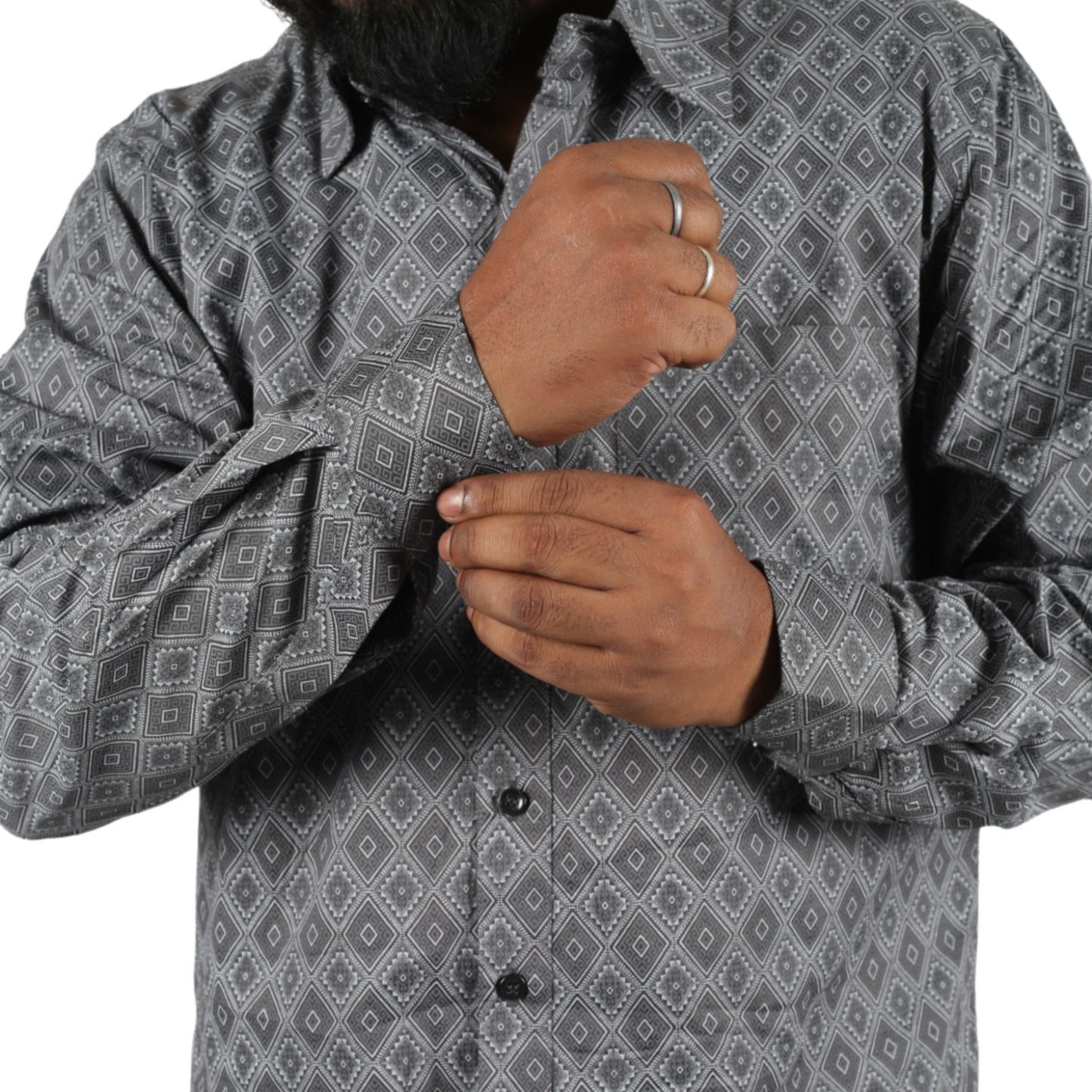 Obsidian Square Digital Print Cotton Men Shirt