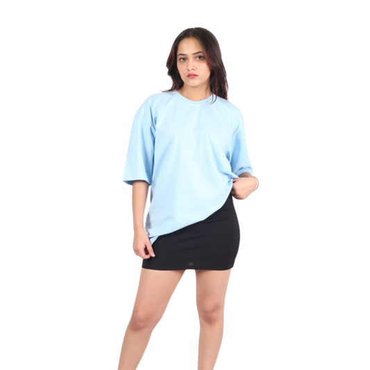 Sky Blue Drop Shoulder Womens T-shirt