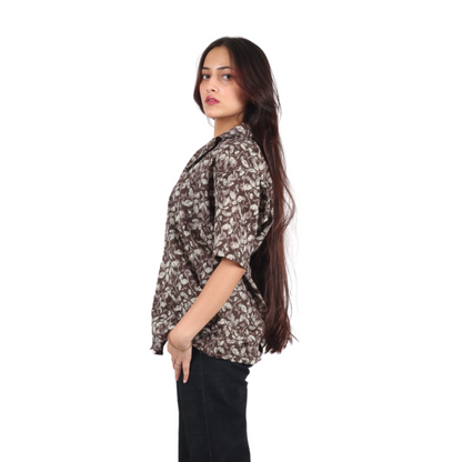 Black & White Plant Print Shirt
