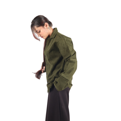 Pivot Bell Sleeved Olive Green Women's Shirt