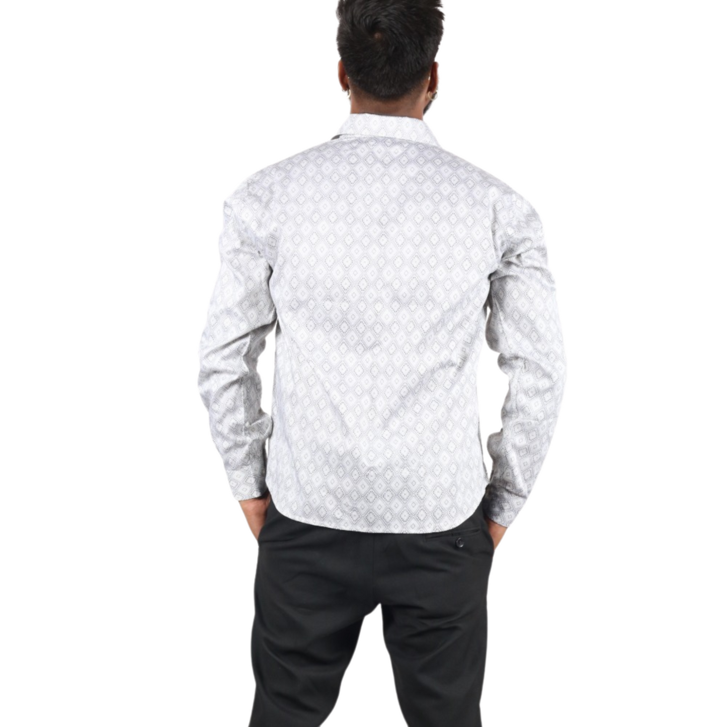 Creamy Canvas Square Digital Print Cotton Men Shirt