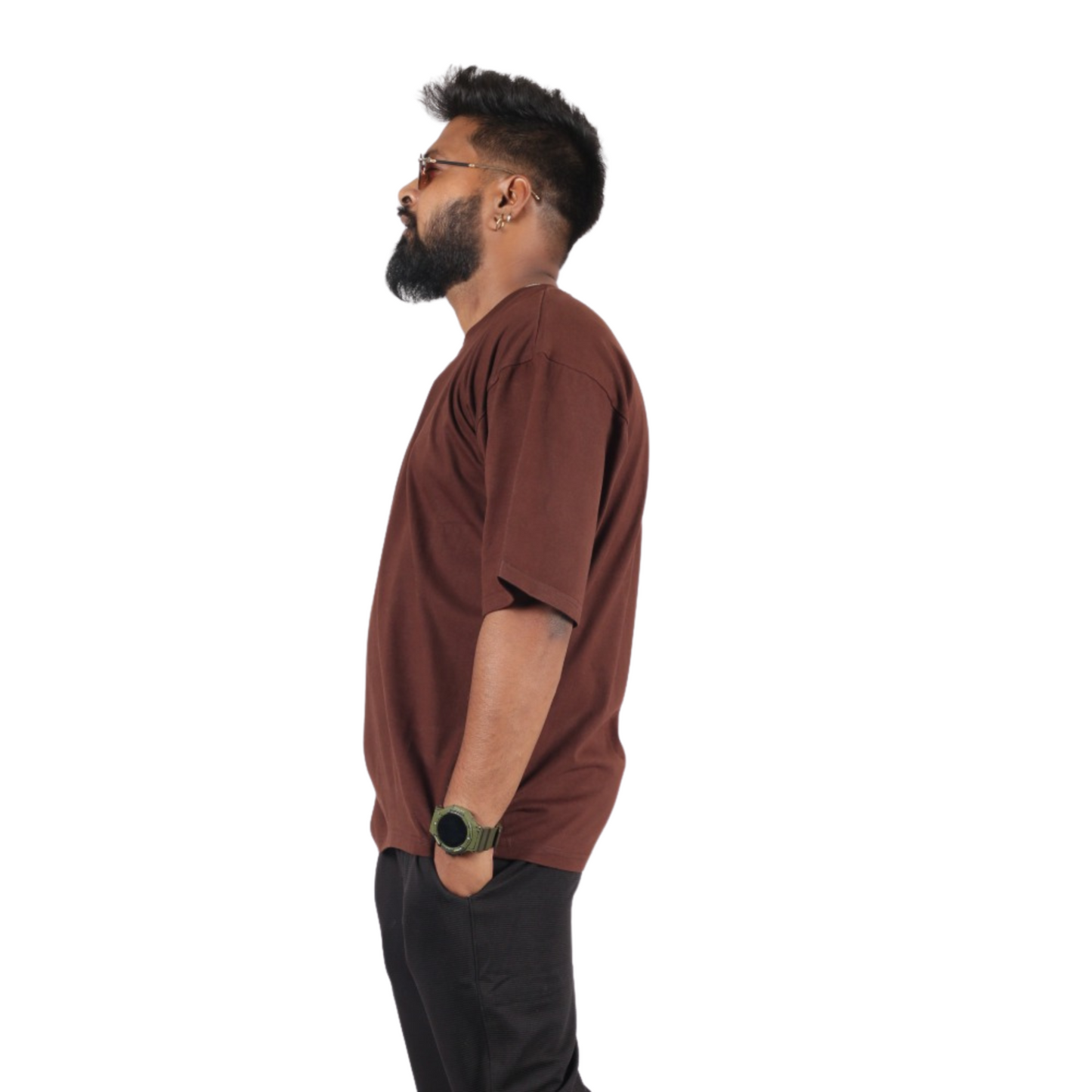 Coffee Bean Drop Shoulder Men T-Shirt