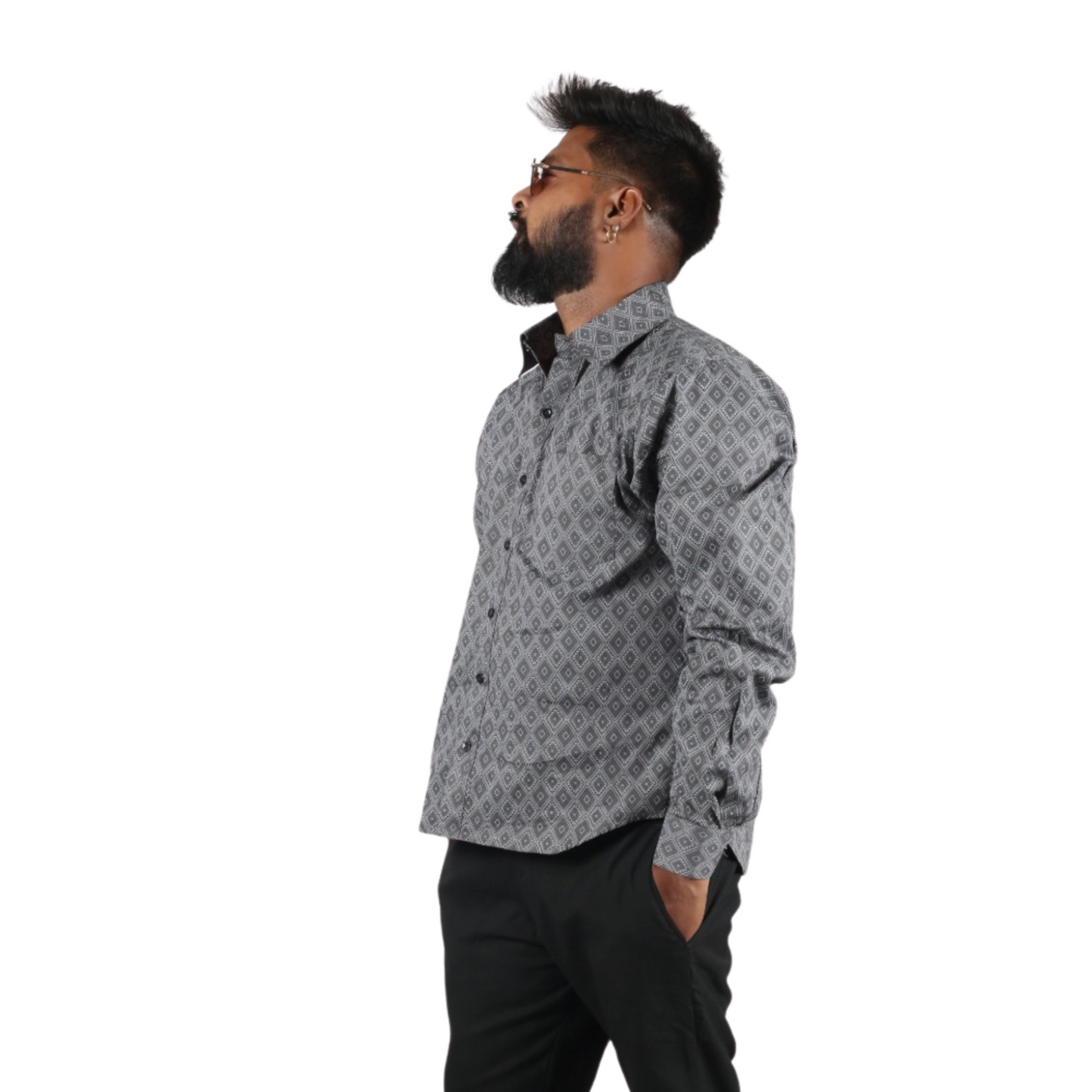 Obsidian Square Digital Print Cotton Men Shirt