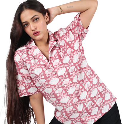 Pink & White Floral Print Shirt