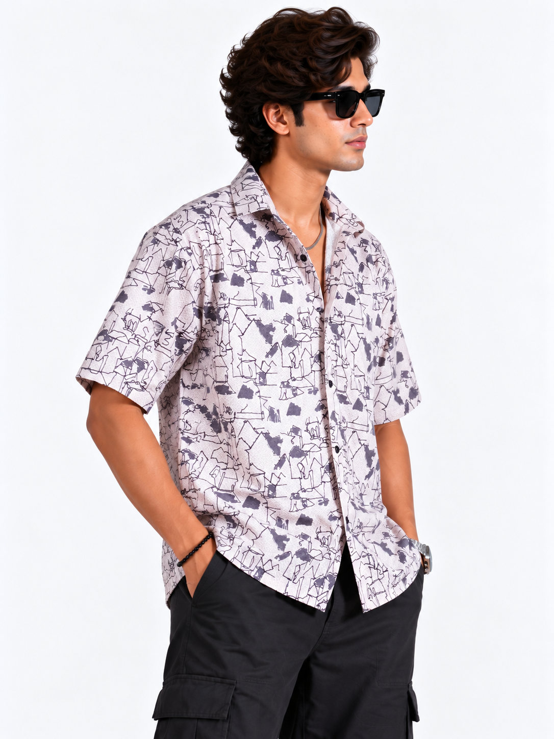 Urban Sketch Abstract Printed Half Sleeve Men Shirts