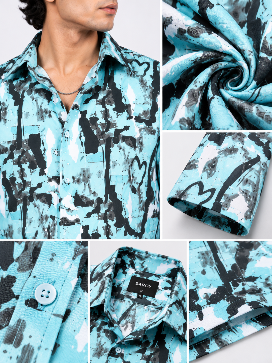 Aqua Riot Abstract Printed Drop Shoulder Men Shirts