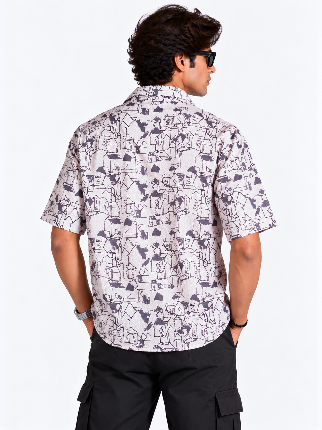 Urban Sketch Abstract Printed Half Sleeve Men Shirts