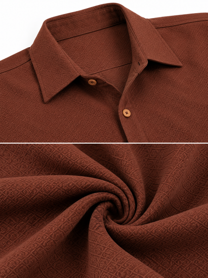 Saroy Urban Weave Coffee Brown Textured Men Shirts