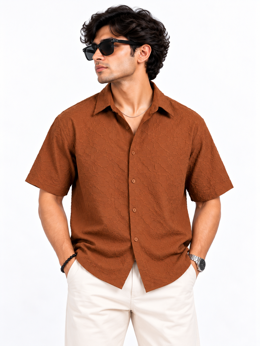 Cinder Edge Rust Brown Popcorn Men Shirts